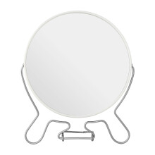 White Metal Swivel Shaving Mirror With Double Magnification