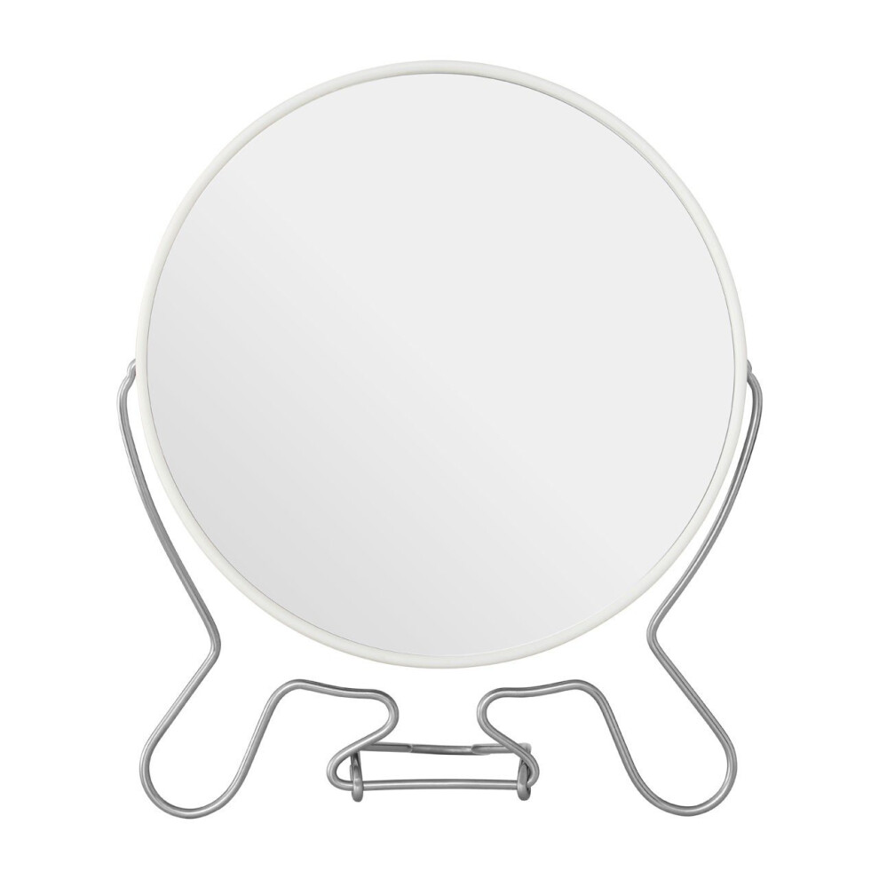 White Metal Swivel Shaving Mirror With Double Magnification