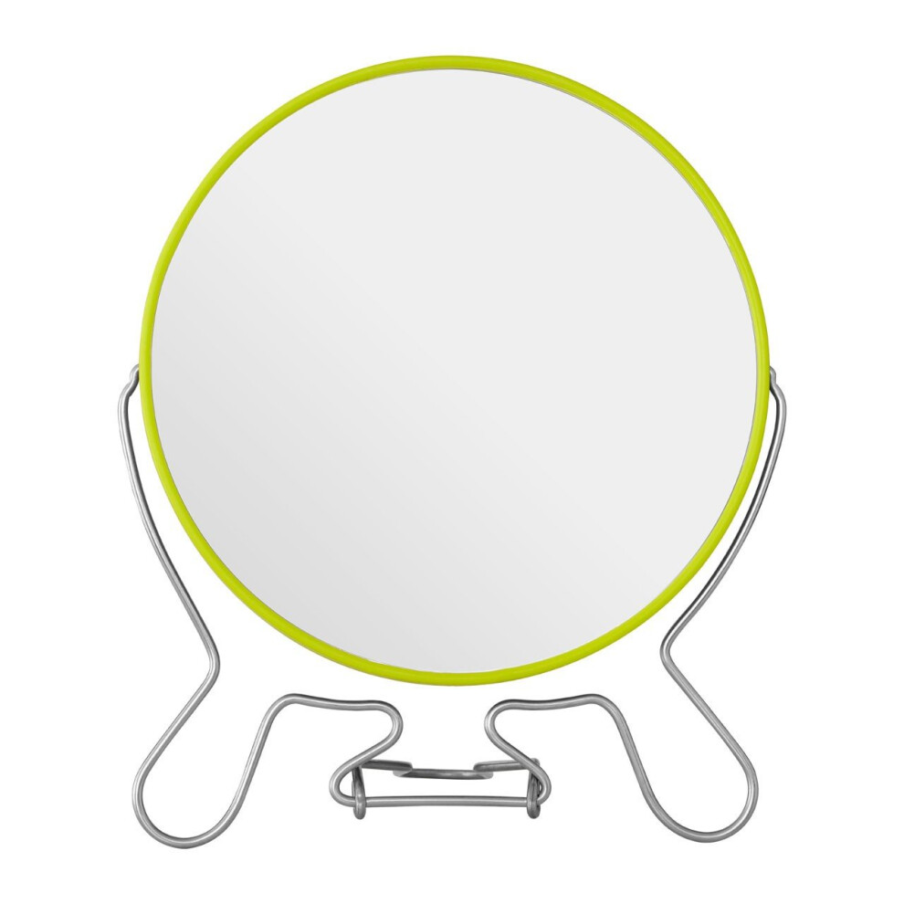 Lime Green Metal Shaving Mirror With Double Magnification