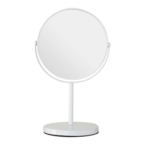 Premier Housewares White Metal Pedestal Mirror | Magnifying Makeup Mirror