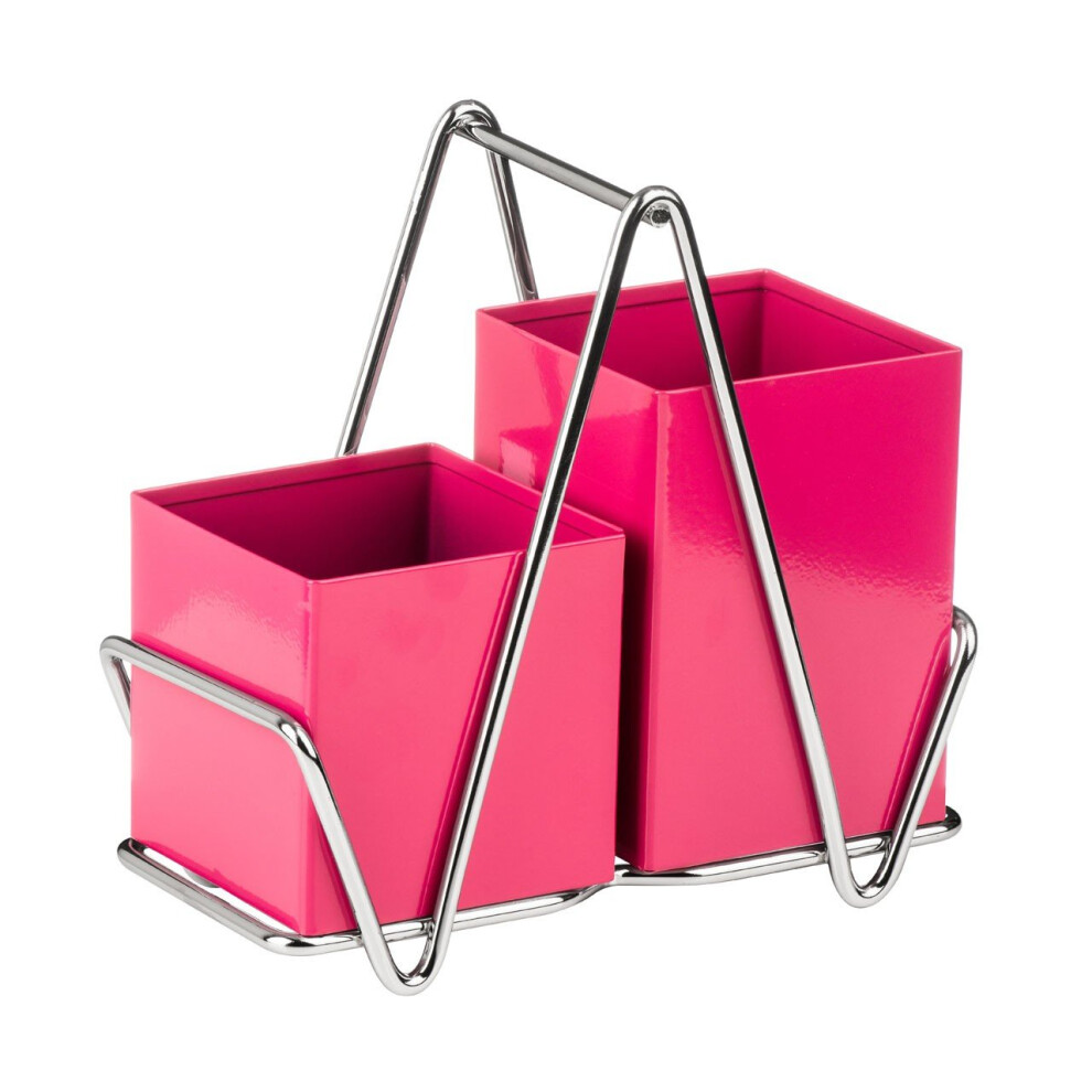 (Hot Pink) 2 Compartment Cutlery Caddy Available in 3 Colours