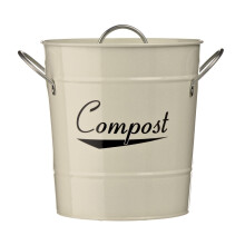 Rustic Design Cream Compost Bin, Durable Constructed Compost Bin For Kitchen, Convenient Kitchen Compost Bin