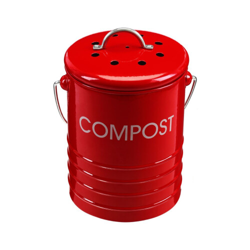 Premier Housewares (Red) Compost Bin With Handle in 3 different Colours 1