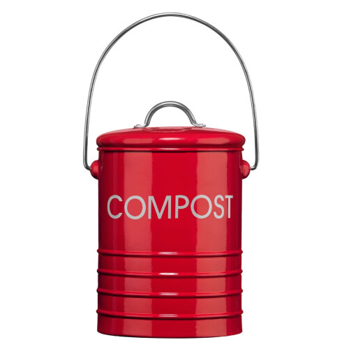 Premier Housewares (Red) Compost Bin With Handle in 3 different Colours