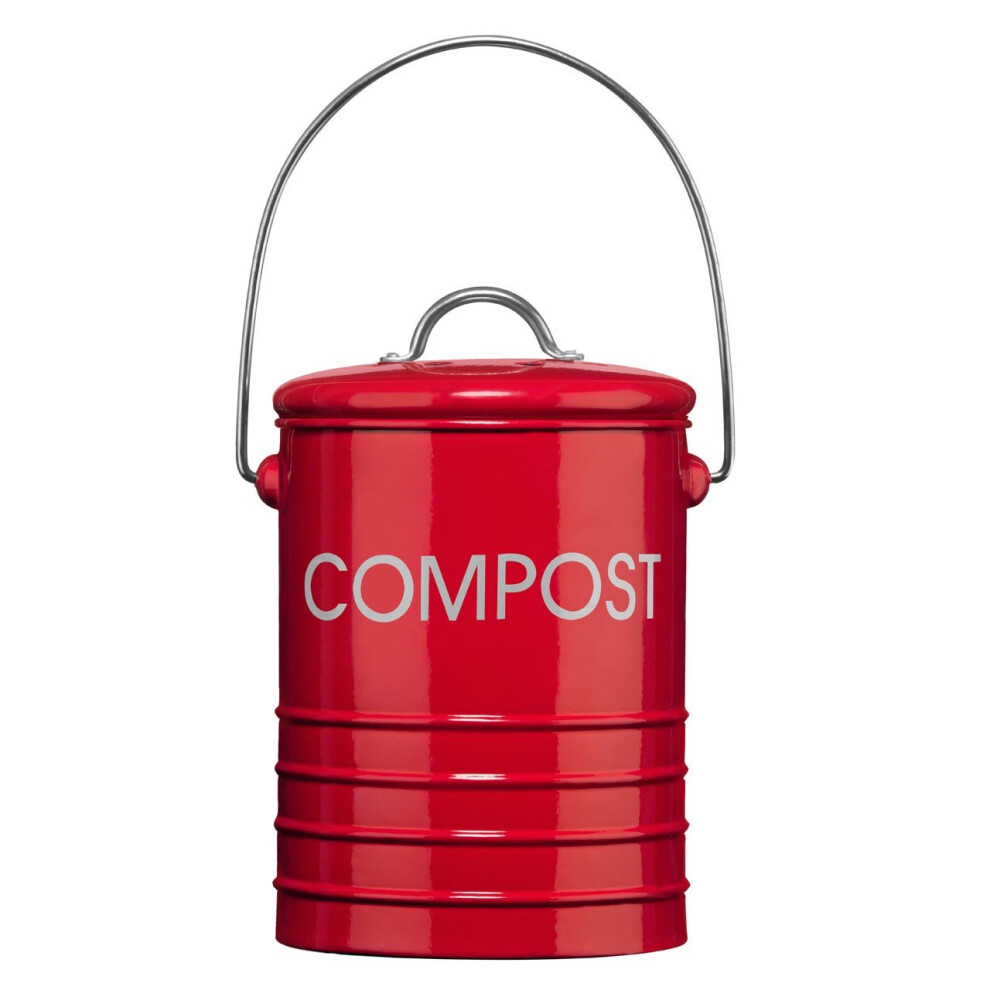 Premier Housewares (Red) Compost Bin With Handle In 3 Different Colours Red