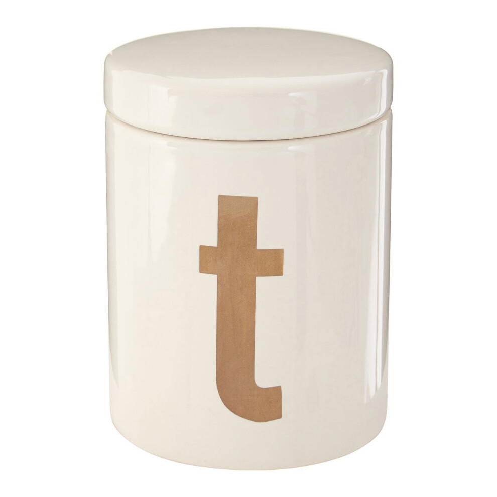 Premier Housewares (Tea) Mono Tea Coffee & Sugar Canisters, Dolomite White