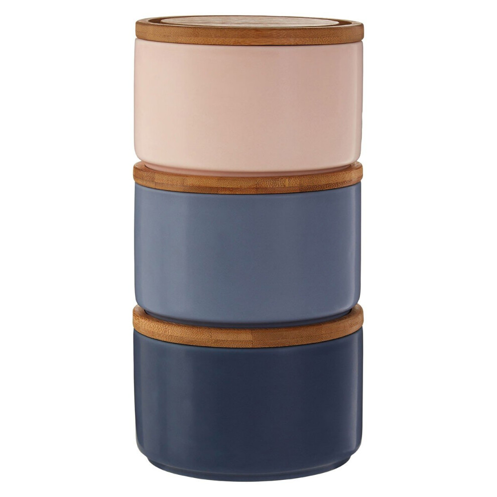 Set of 3 Fenwick Storage Canisters, Dolomite with Bamboo Lids