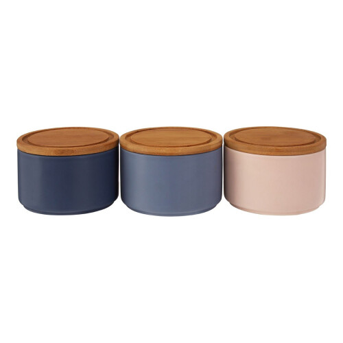 Premier Housewares Set of 3 Fenwick Storage Canisters, Dolomite with Bamboo Lids 1