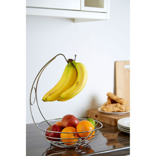 Premier Housewares Chrome Wire Fruit Bowl & Banana Hanger 1