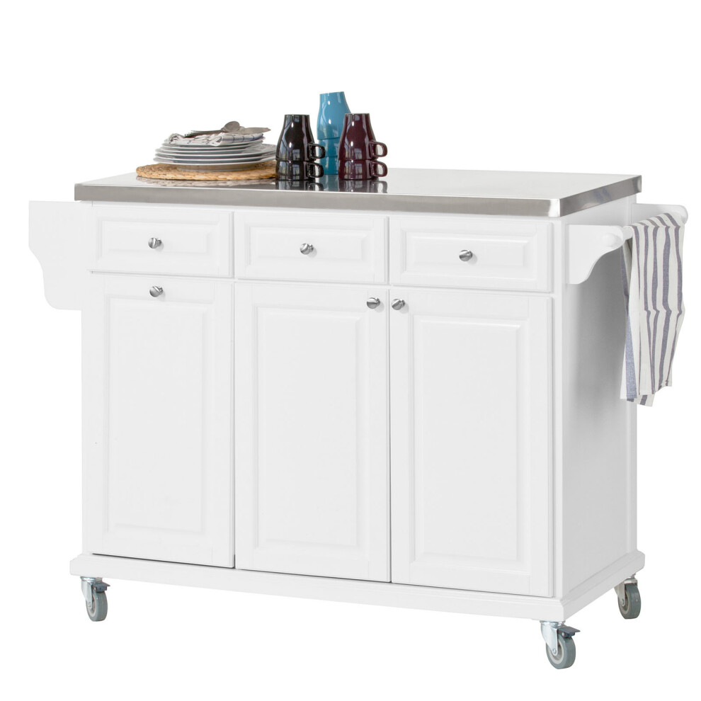SoBuy FKW33-W Kitchen Island Trolley | White Kitchen Trolley