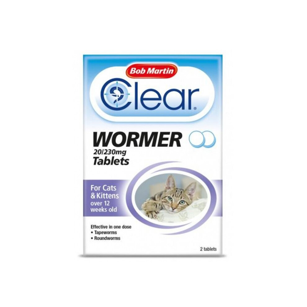 (Case of 6) Bob Martin Clear Wormer Tablets for Cats & Kittens | Cat & Kitten Worming Tablets