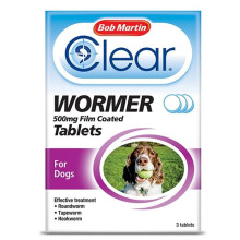 (Large Dog, Single) Bob Martin Clear Wormer Tablets For Dogs