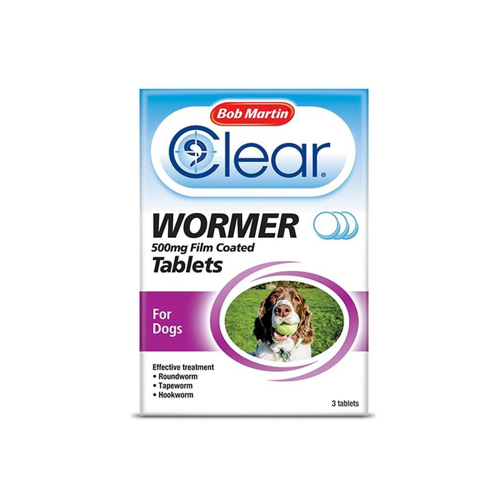 (Large Dog, Single) Bob Martin Clear Wormer Tablets For Dogs