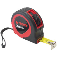Amtech P1200 3 m Measuring Tape - Auto Return, Metric/Imperial, Belt Clip, Rubber Grip, Blade Lock