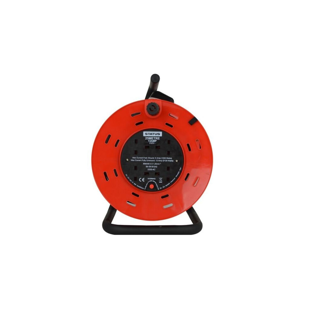 EXTENSION CABLE REEL 25M 240V WITH 4 SOCKET OUTLETS, 1.25mm cable