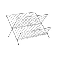 Elegant Small Folding Dish Drainer, Durable 2 Tier Dish Rack For Kitchen, Ample Storage Dishrack Tray