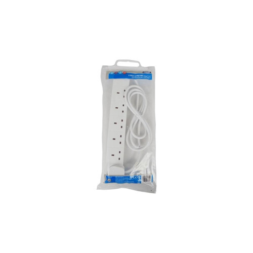 Status 6 Way Extension Socket - White - 2m