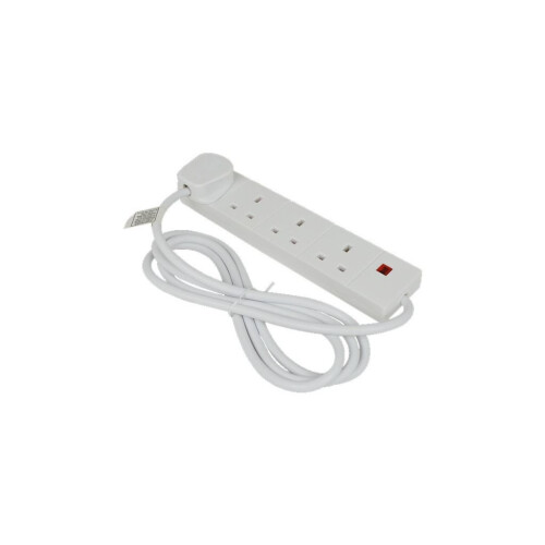 Status 4 Way Extension Socket with Indicator - White - 2m