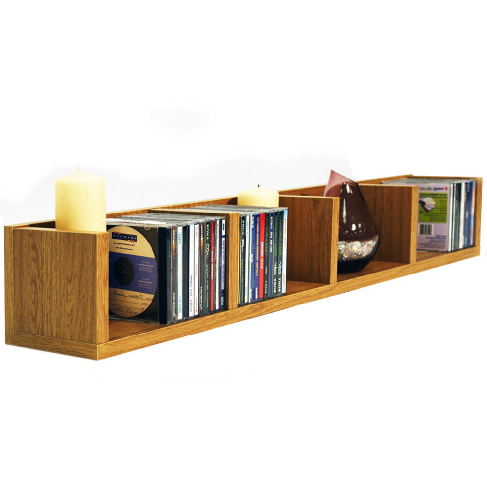 VIRGO - 84 CD / 56 DVD / Blu-ray / Video Multimedia Wall Storage Shelf - Oak