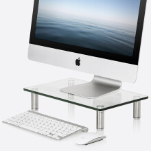 Fitueyes Glass Monitor Stand Computer Laptop TV Screen Riser Desk Organiser