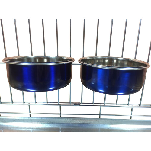 Ellie-Bo Pair of Dog Bowls for Crates/Cages or Pens, Medium, 0.9 Litre, Blue
