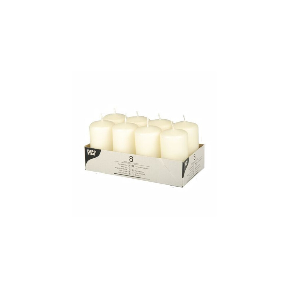 PAPSTAR 17981Â Pillar Candles Ã 50Â x 100Â mmÂ âÂ Pack of 8Â âÂ Cream-image-OPC-PGCKZM-NEW