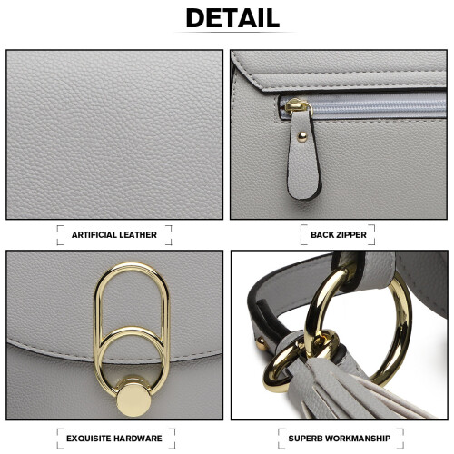 Miss Lulu (Grey) Miss Lulu Women Cross Body Messenger Shoulder Bag Handbag 2