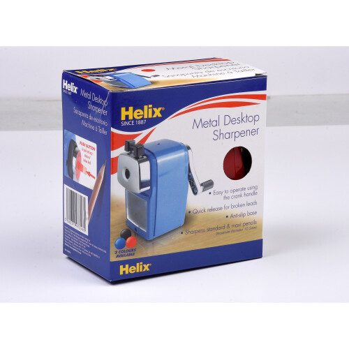 Helix Metal Desktop Sharpener for Standard and Jumbo Pencils (Assorted Colours) 1