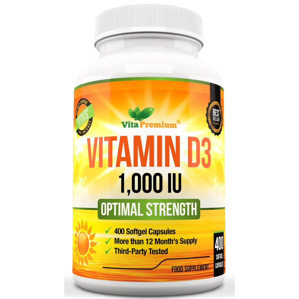 Vitamin D3 400 Softgels (More than 1 Year Supply) 1000IU Vitamin D Supplement