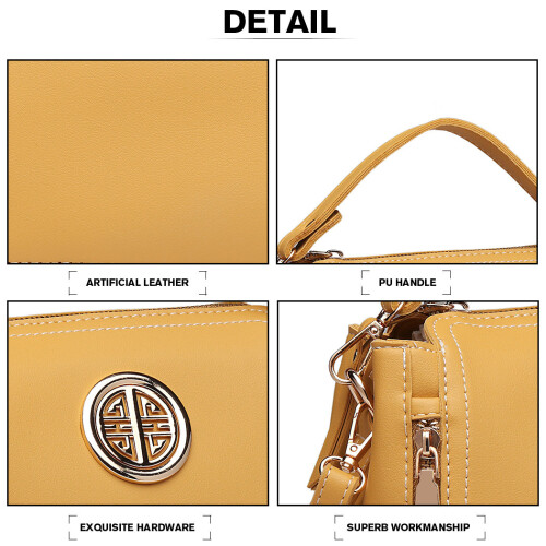 (Yellow) Stylish PU Leather Handbag Shoulder Bag 2