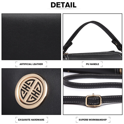 Miss Lulu (Black) Miss Lulu Stylish PU Leather Handbag Shoulder Bag 2