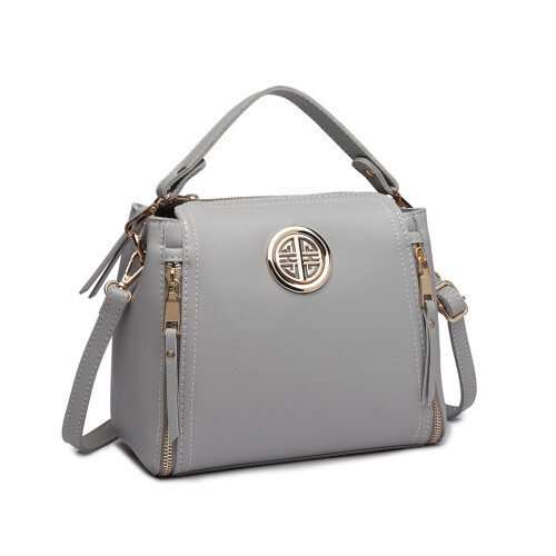 Miss Lulu (Grey) Miss Lulu Stylish PU Leather Handbag Shoulder Bag 1