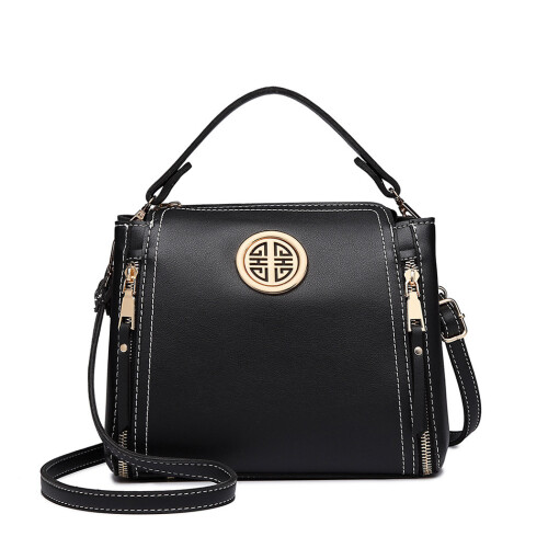 (Black) Stylish PU Leather Handbag Shoulder Bag