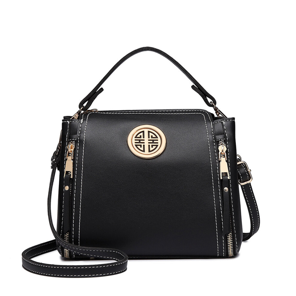 (Black) Miss Lulu Stylish PU Leather Handbag Shoulder Bag