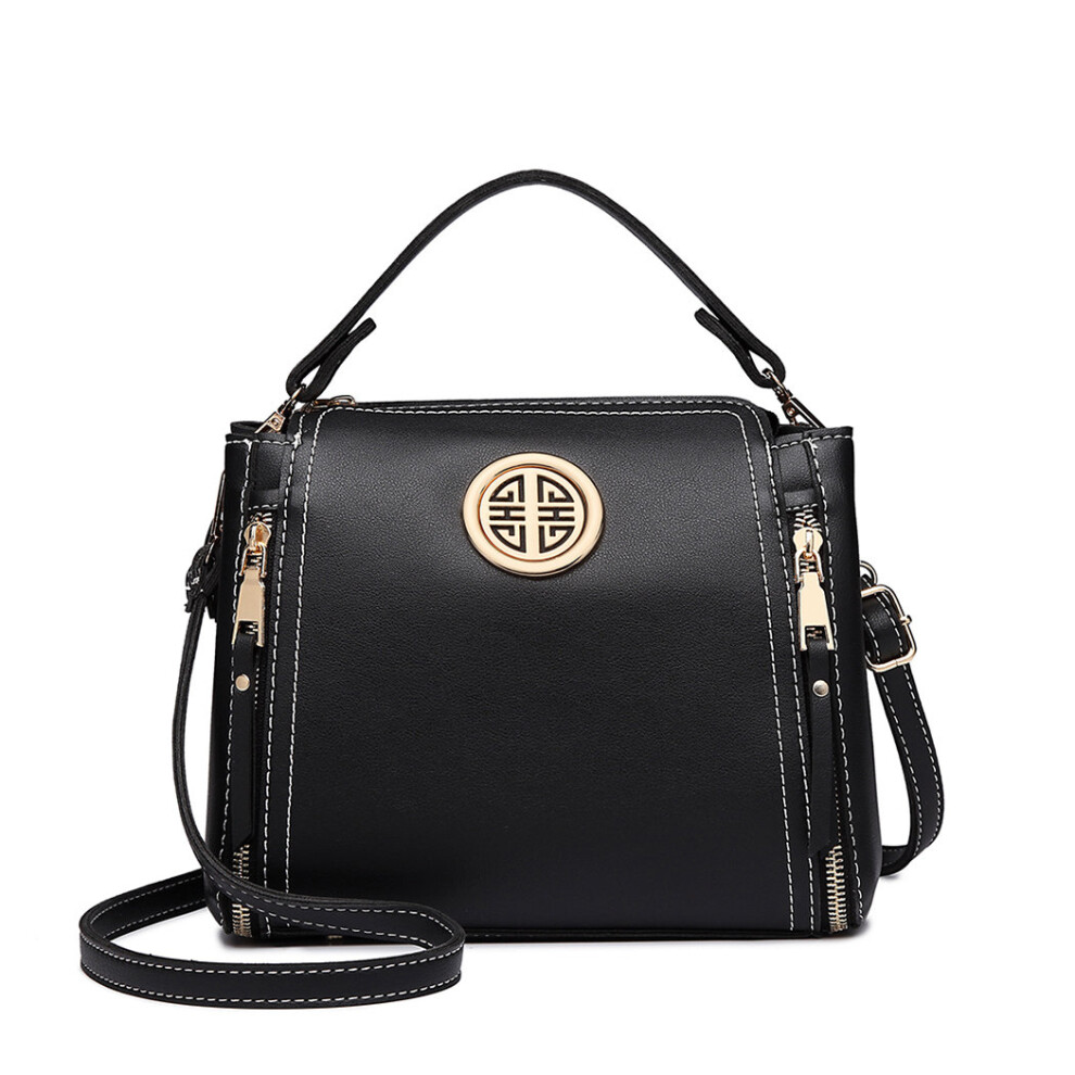 (Black) Stylish PU Leather Handbag Shoulder Bag