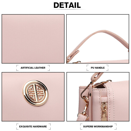 Miss Lulu (Pink) Miss Lulu Stylish PU Leather Handbag Shoulder Bag 2