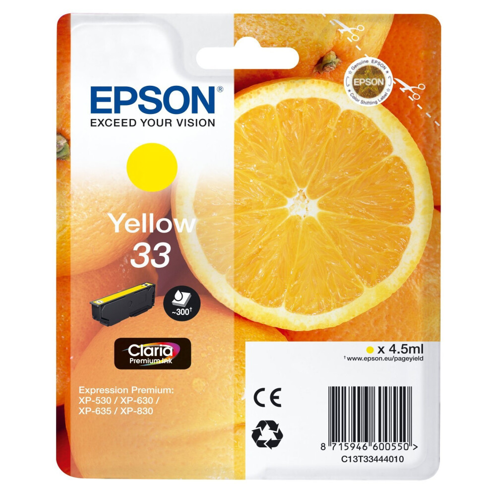 Epson 33 Claria Oranges Premium Ink Cartridge - Yellow