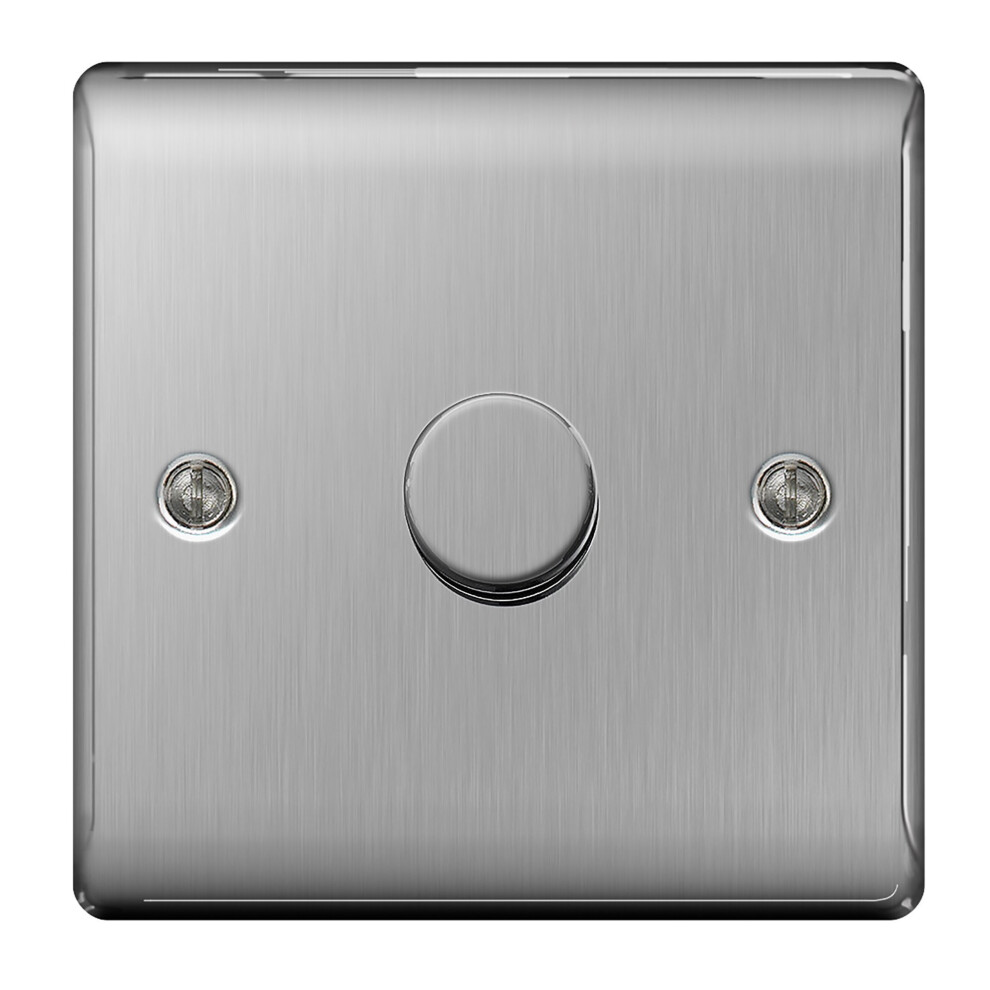 Masterplug NBS81P 2-Way Metal Brushed Steel On/ Off Dimmer Switch 400 W 1-Gang