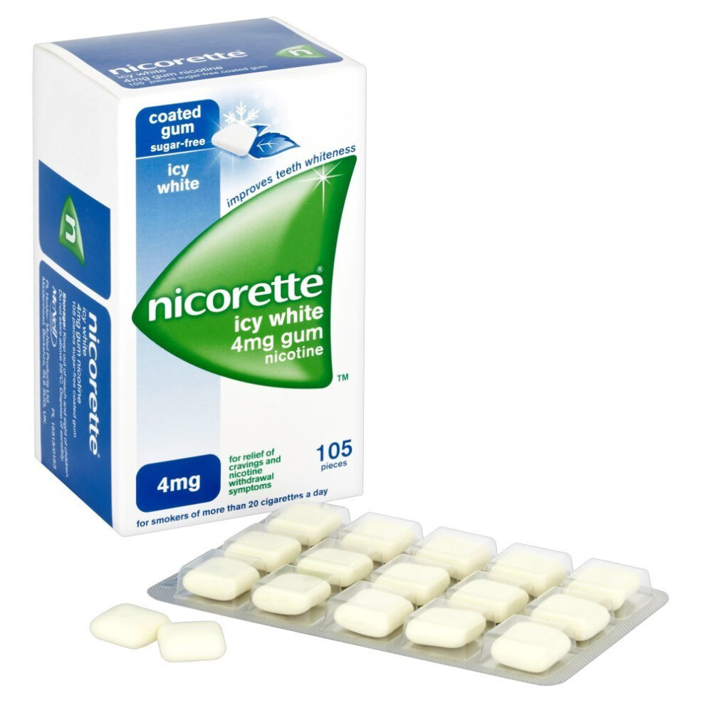 Nicorette 4 Mg Icy Gum - Pack Of 105 Gums White