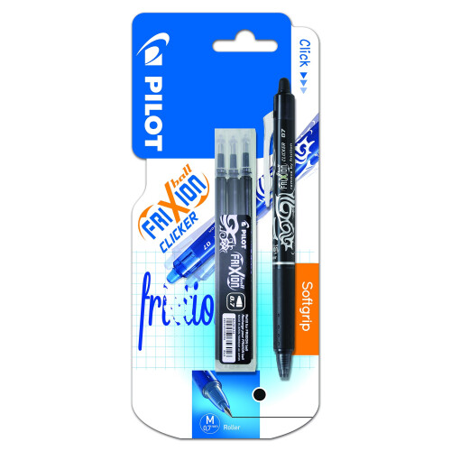 Pilot FriXion Clicker kuglepen sort 0,7 + refills
