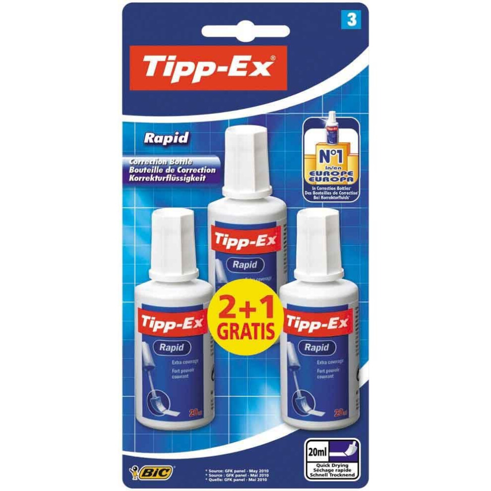 Tipp-Ex Rapid Correction Fluid - 20 ml, Box of 3