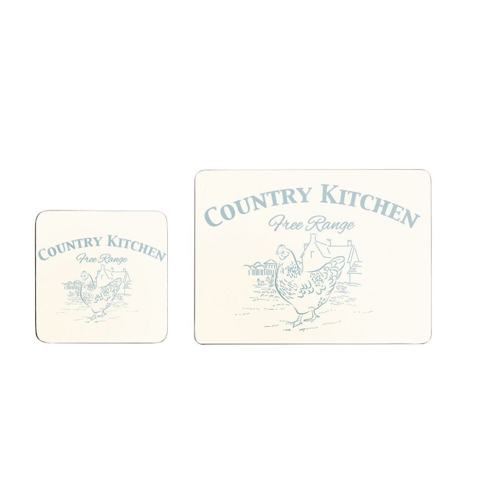 Country Kitchen Set Of 4 Coasters & Placemats, Cream