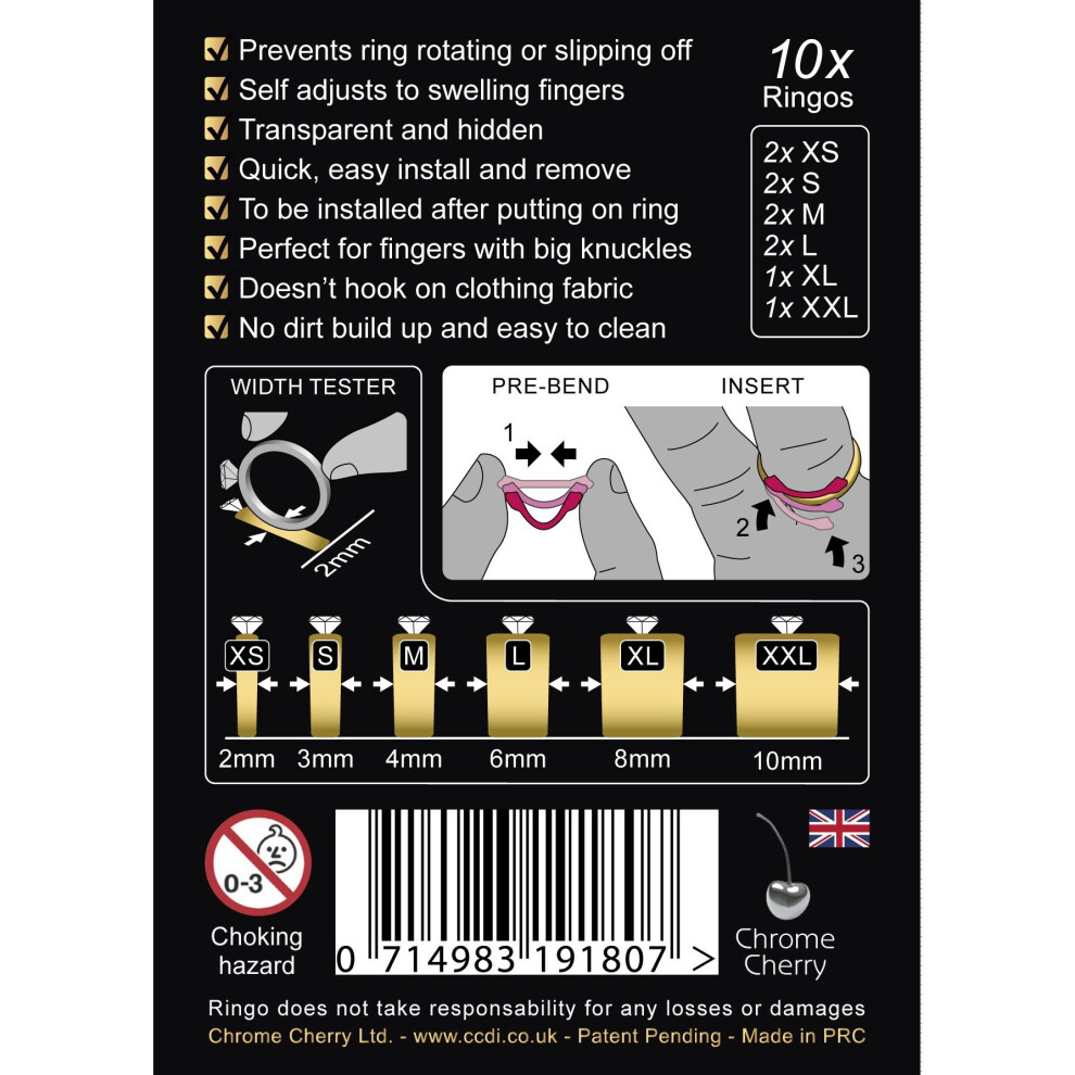 RINGO 10 Pack of the First Invisible Ring Sizer with Transparent