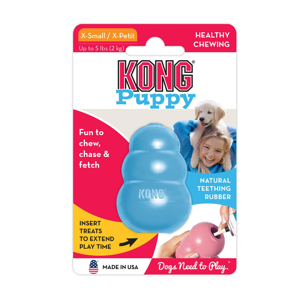 KONG Puppy Durable Rubber Chew and Treat Dog Toy - X-Small, Assorted