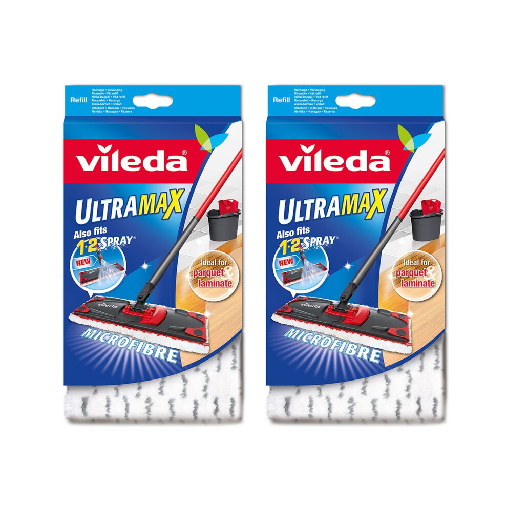 Vileda Ultramax/1-2 Spray Replacement Mop Head Microfibre Pads - Pack of 2