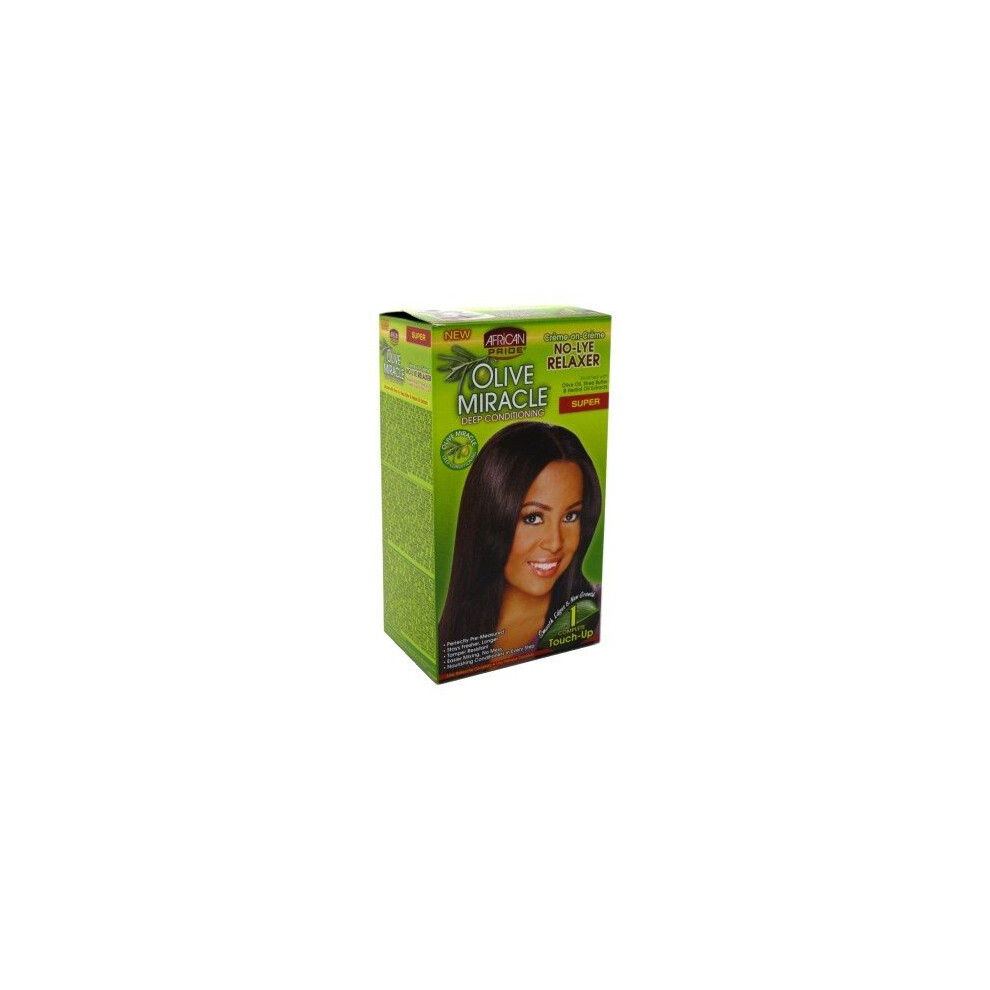African Pride Olive Miracle Deep Conditioning No-lye Relaxer Kit, Super