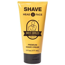 Bee Bald SHAVE Creme de Barbear Premium Leve e Suave para Rosto e Cabeça, 6 Fl Oz