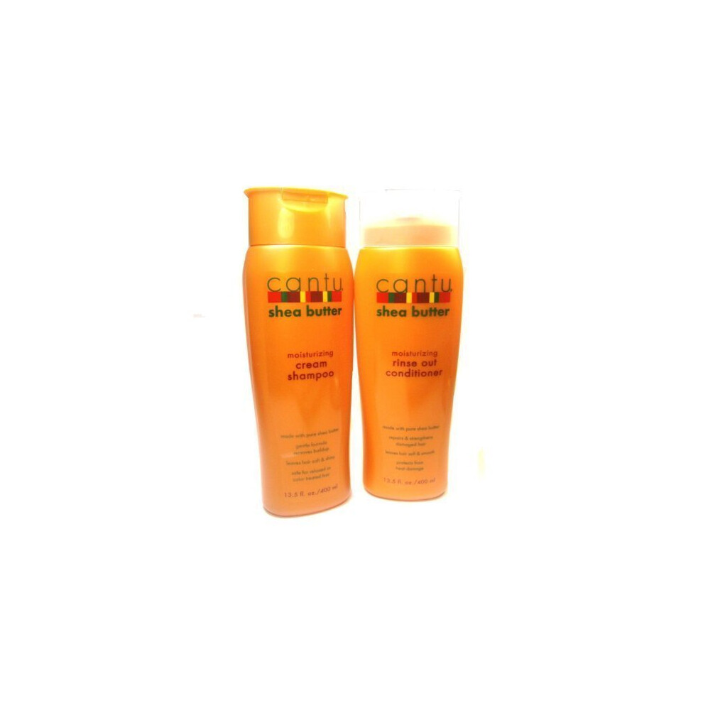 Cantu Cream Moisturizing Shampoo 13.5 Oz & Moisturizing Rinse Out Conditioner 13.5 Oz