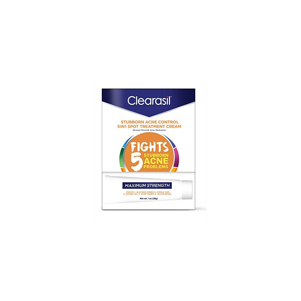 Clearasil Stubborn Acne Control 5 in 1 Spot Treatment Cream, 1 oz