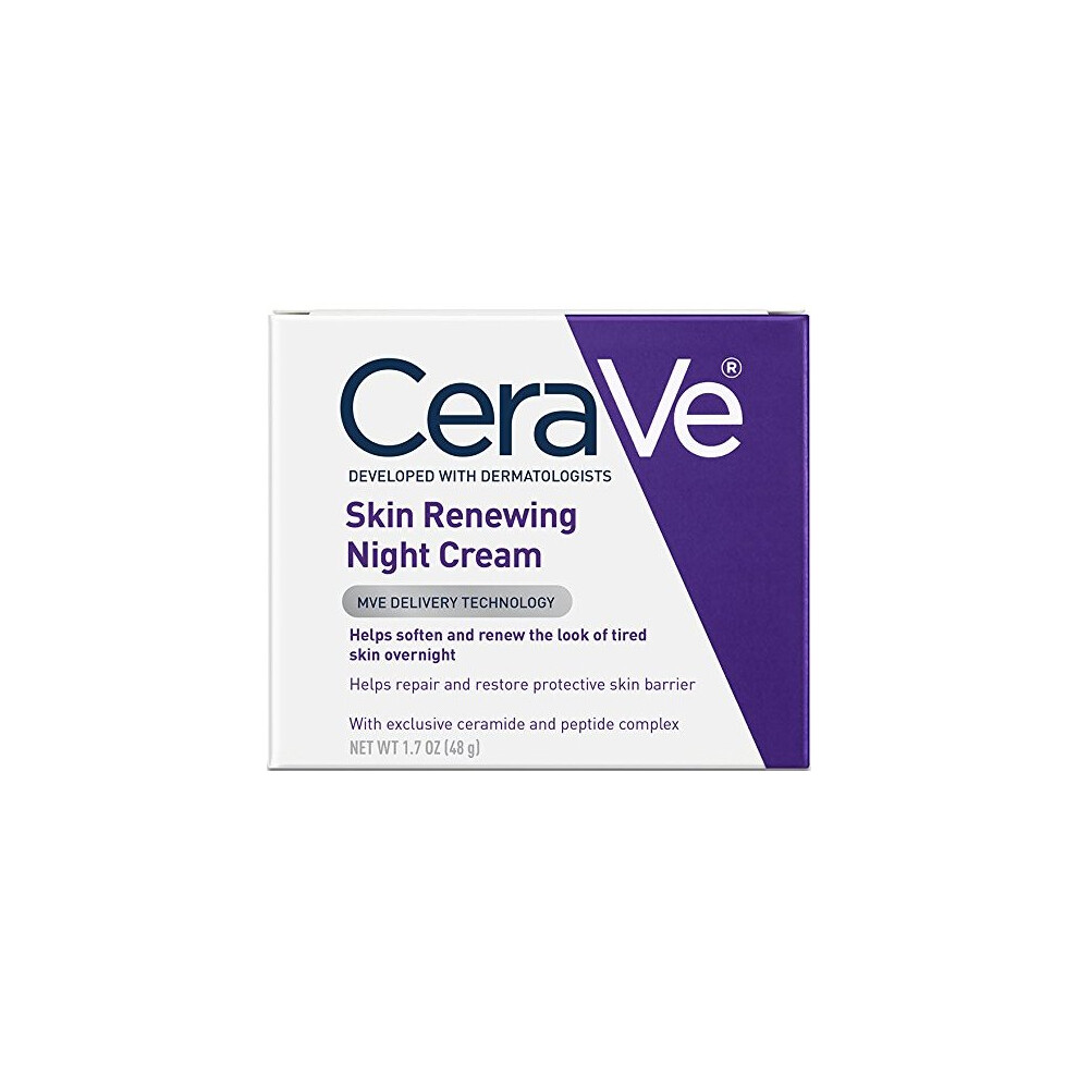 CeraVe Skin Renewing Night Cream 1.7 Oz Facial Moisturizer With Niacinamide And Peptide Complex To Soften Skin